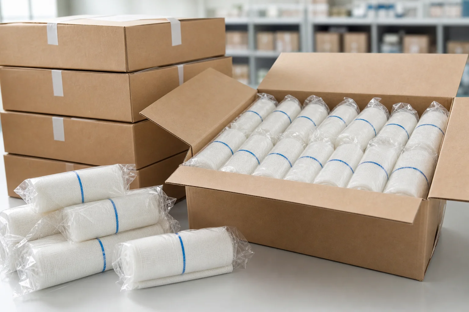 Celery Pharma absorbent cotton gauze packaging and export cartons for hospital and distributor supply