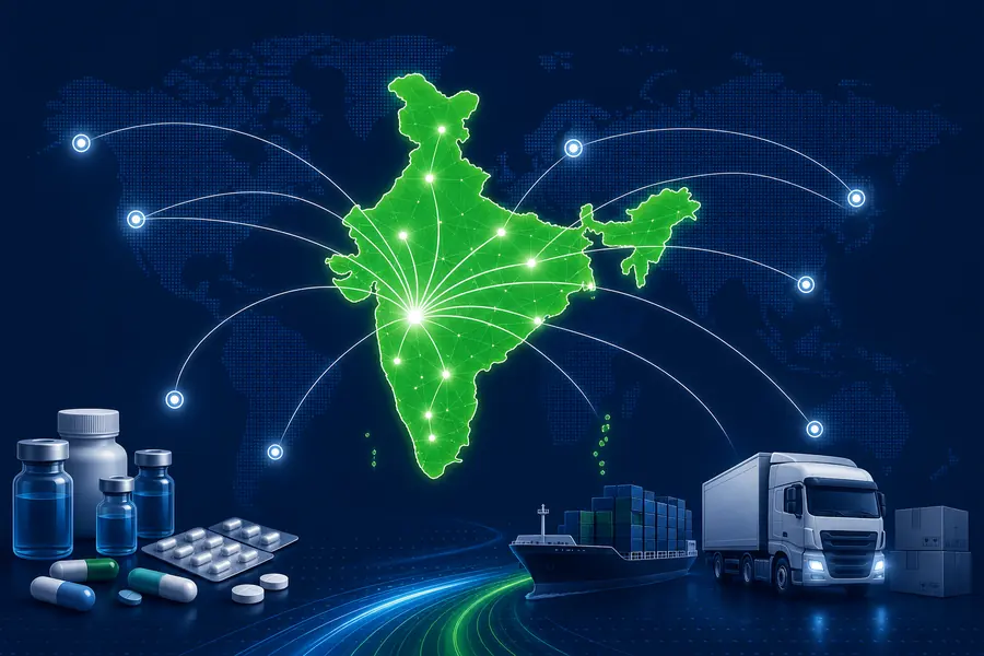 Celery Pharma distribution reach across India with global delivery corridors and network statistics