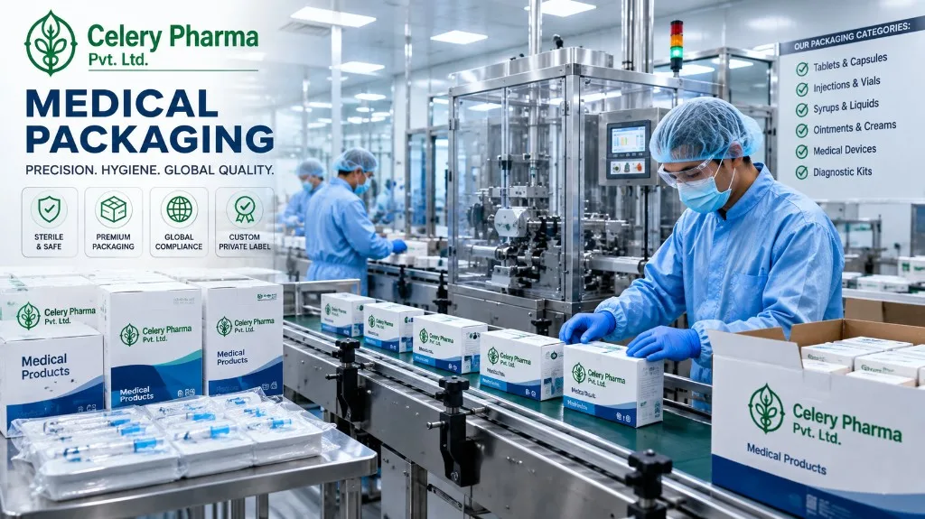 Celery Pharma medical packaging line with sterile packaging operations