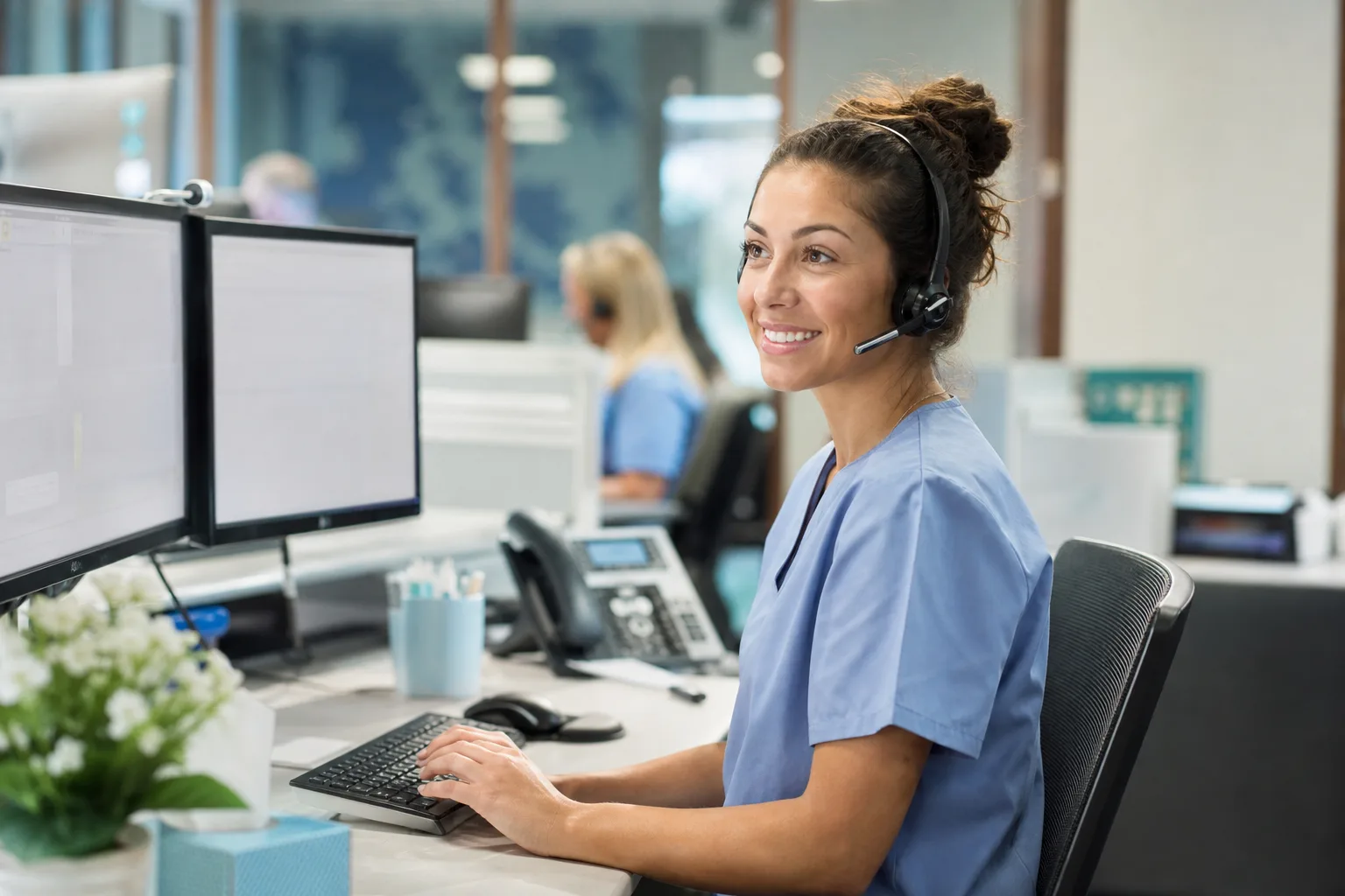 Celery Pharma customer support specialist assisting healthcare buyers
