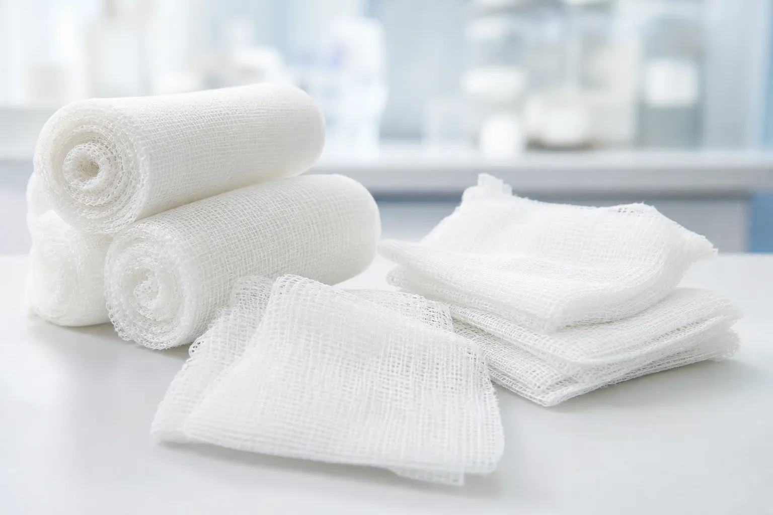 X-ray detachable absorbent cotton gauze with radiopaque detectable thread manufactured by Celery Pharma for operating theatre use
